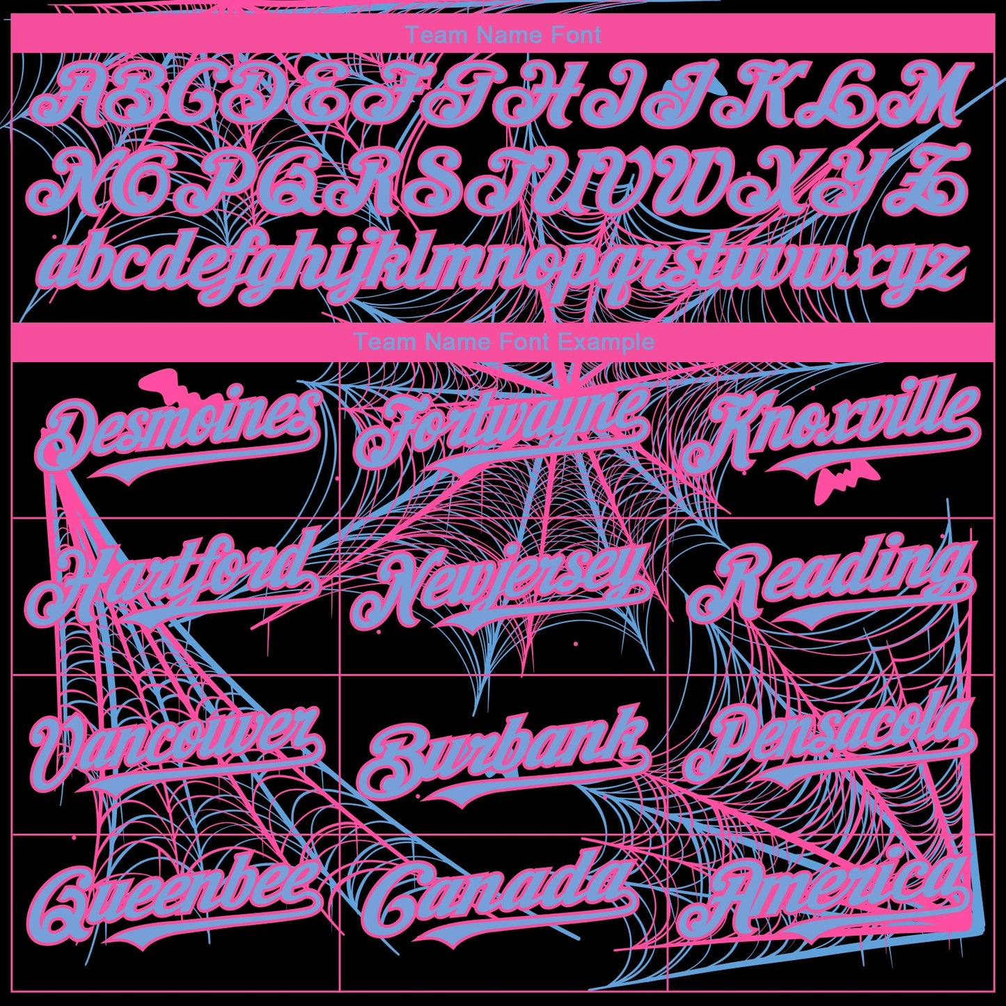 Custom Black Light Blue-Pink 3D Pattern Design Spider Web Authentic Baseball Jersey view 4