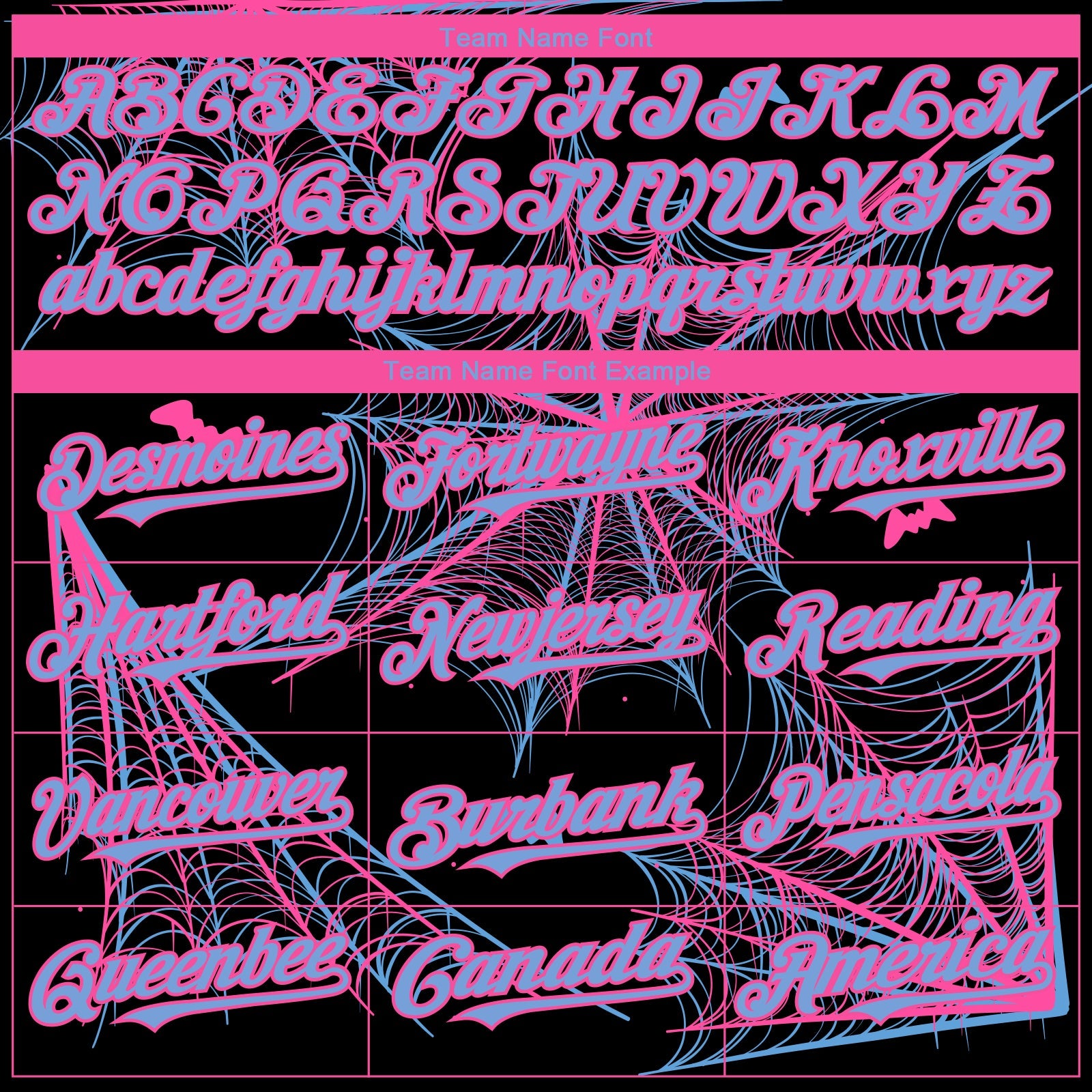 Custom Black Light Blue-Pink 3D Pattern Design Spider Web Authentic Baseball Jersey view 4