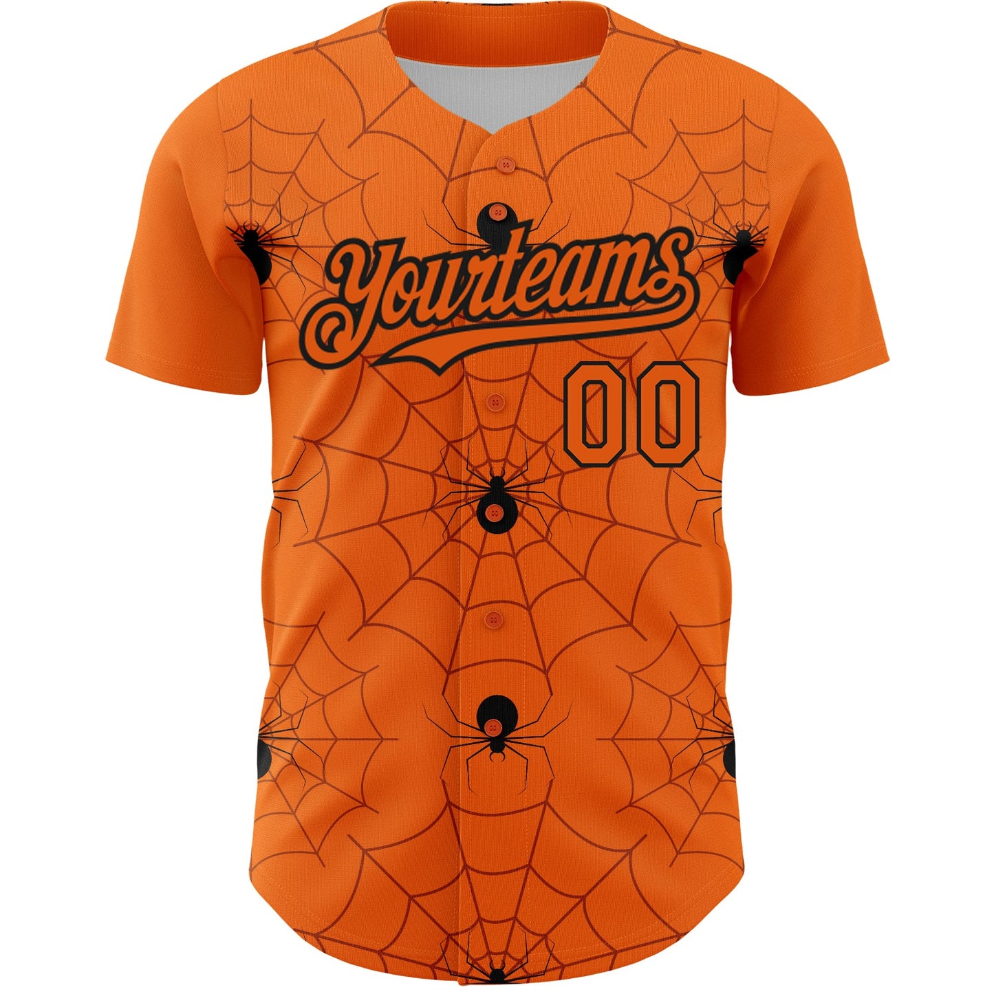 Custom Bay Orange Black 3D Pattern Design Spider Web Authentic Baseball Jersey view 2