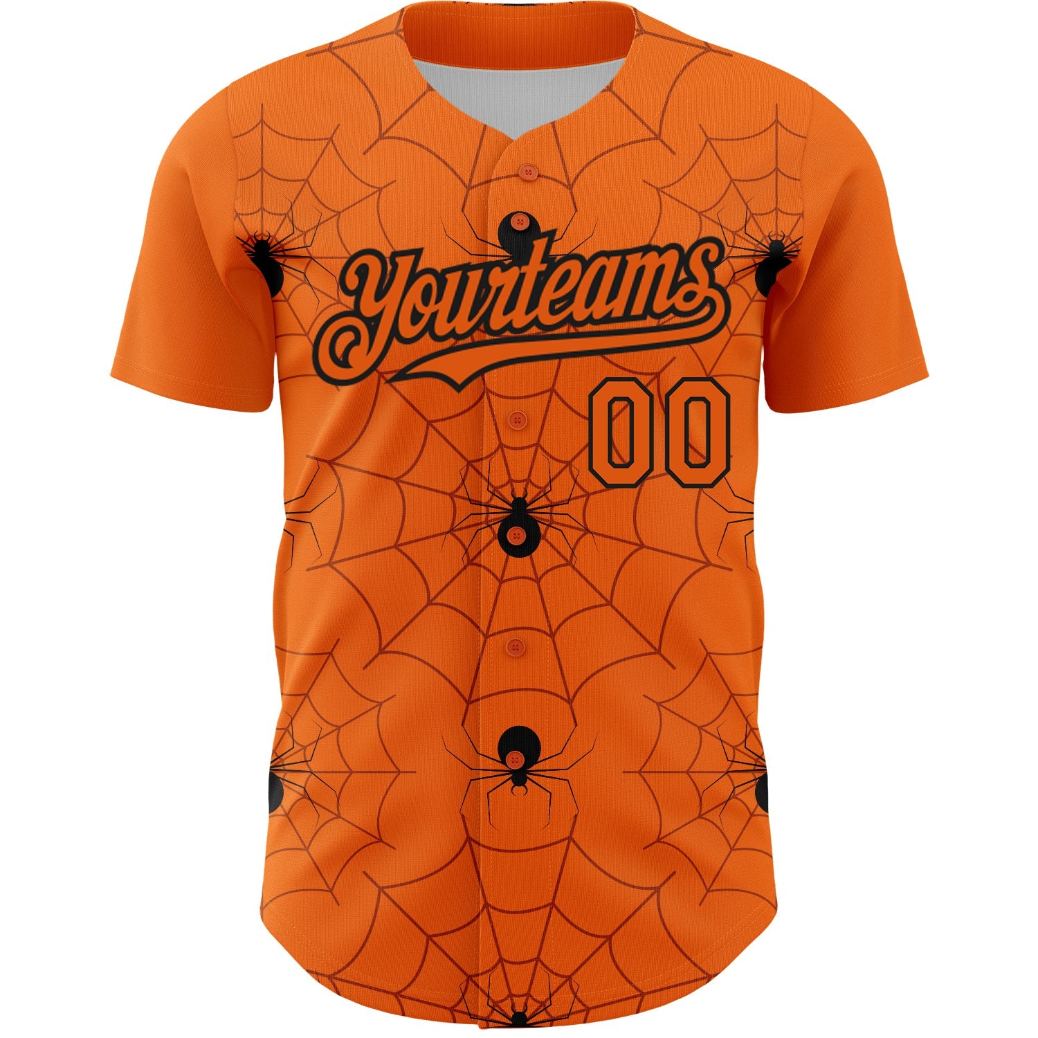 Custom Bay Orange Black 3D Pattern Design Spider Web Authentic Baseball Jersey view 2