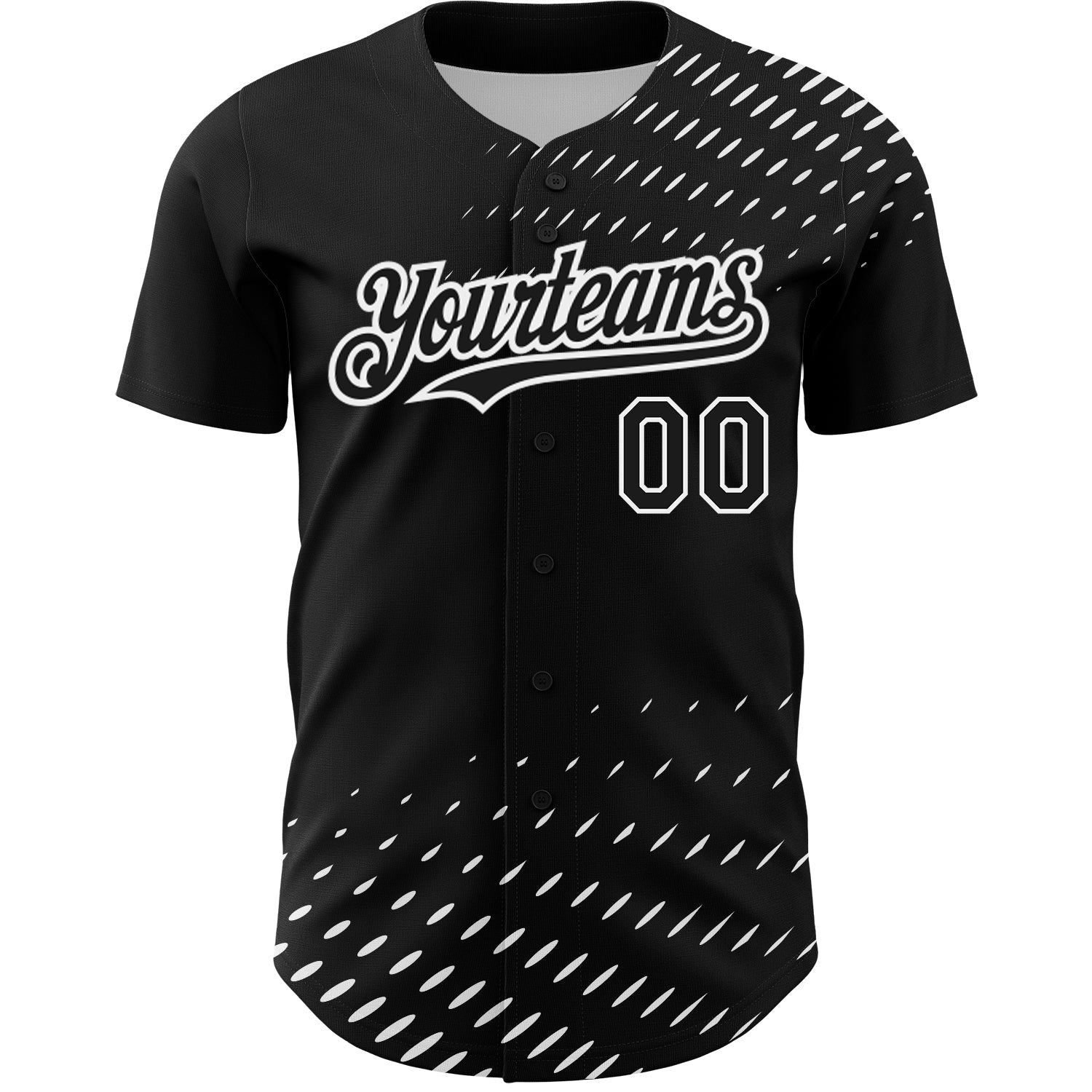 Custom Black White 3D Pattern Design Halftone Authentic Baseball Jersey view 2