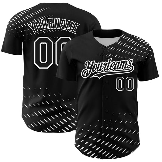 Custom Black White 3D Pattern Design Halftone Authentic Baseball Jersey - Main View