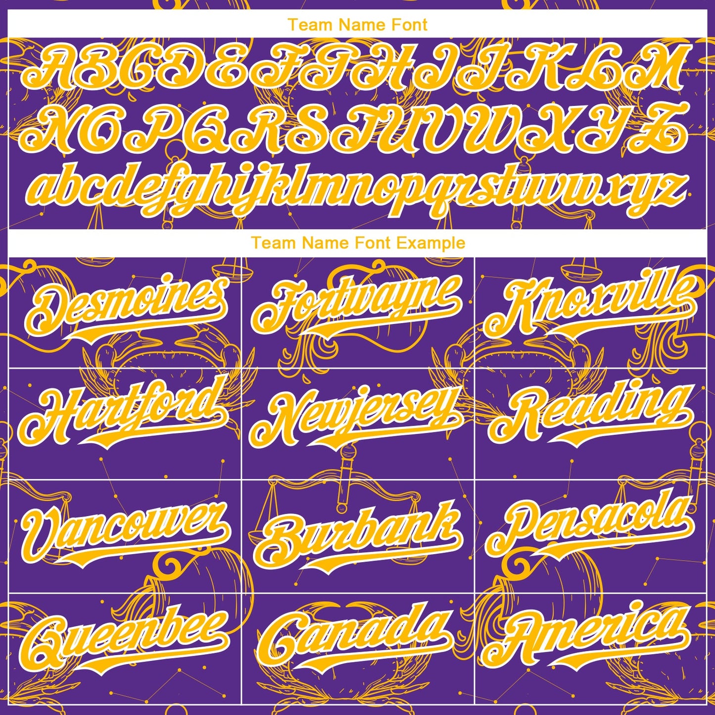 Custom Purple Gold-White 3D Pattern Design Zodiac Authentic Baseball Jersey view 4