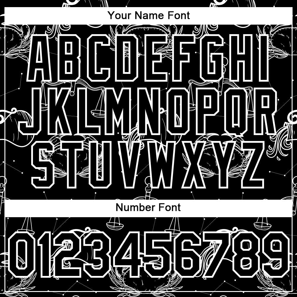 Custom Black White 3D Pattern Design Zodiac Authentic Baseball Jersey view 5