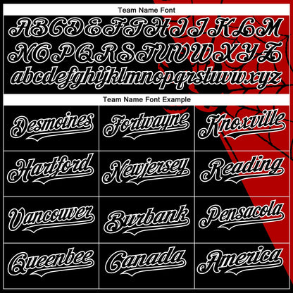Custom Black Red-White 3D Pattern Design Spider Web Authentic Baseball Jersey view 4