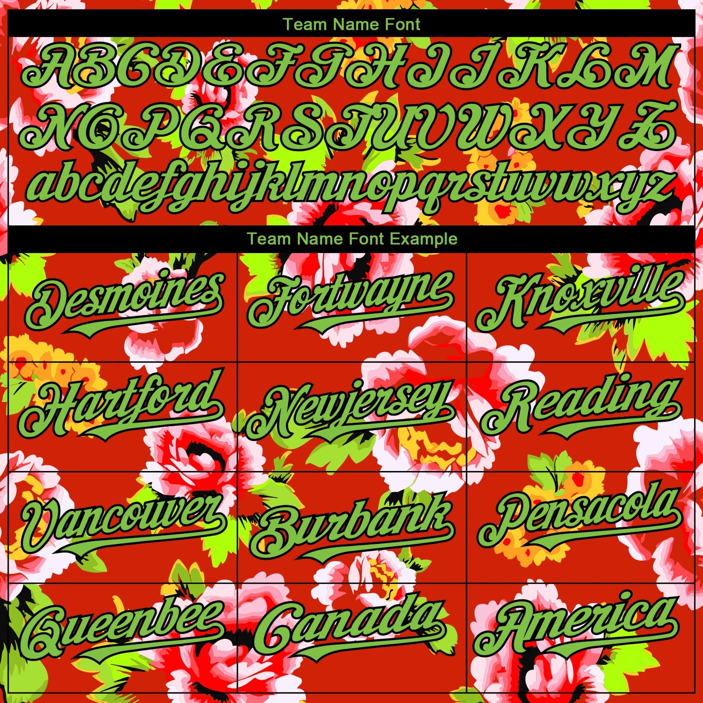 Custom Red Neon Green-Black 3D Pattern Design Northeast China Big Flower Authentic Baseball Jersey view 4