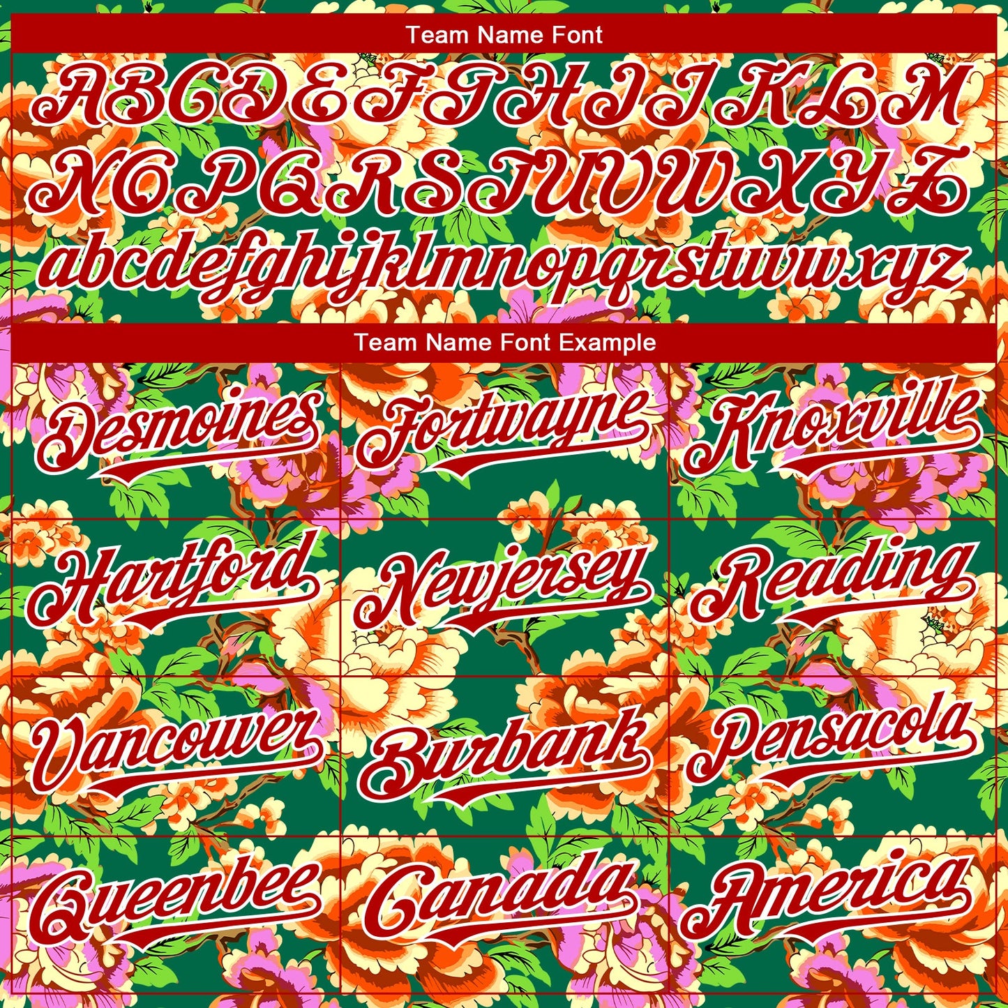 Custom Kelly Green Red-White 3D Pattern Design Northeast China Big Flower Authentic Baseball Jersey view 4