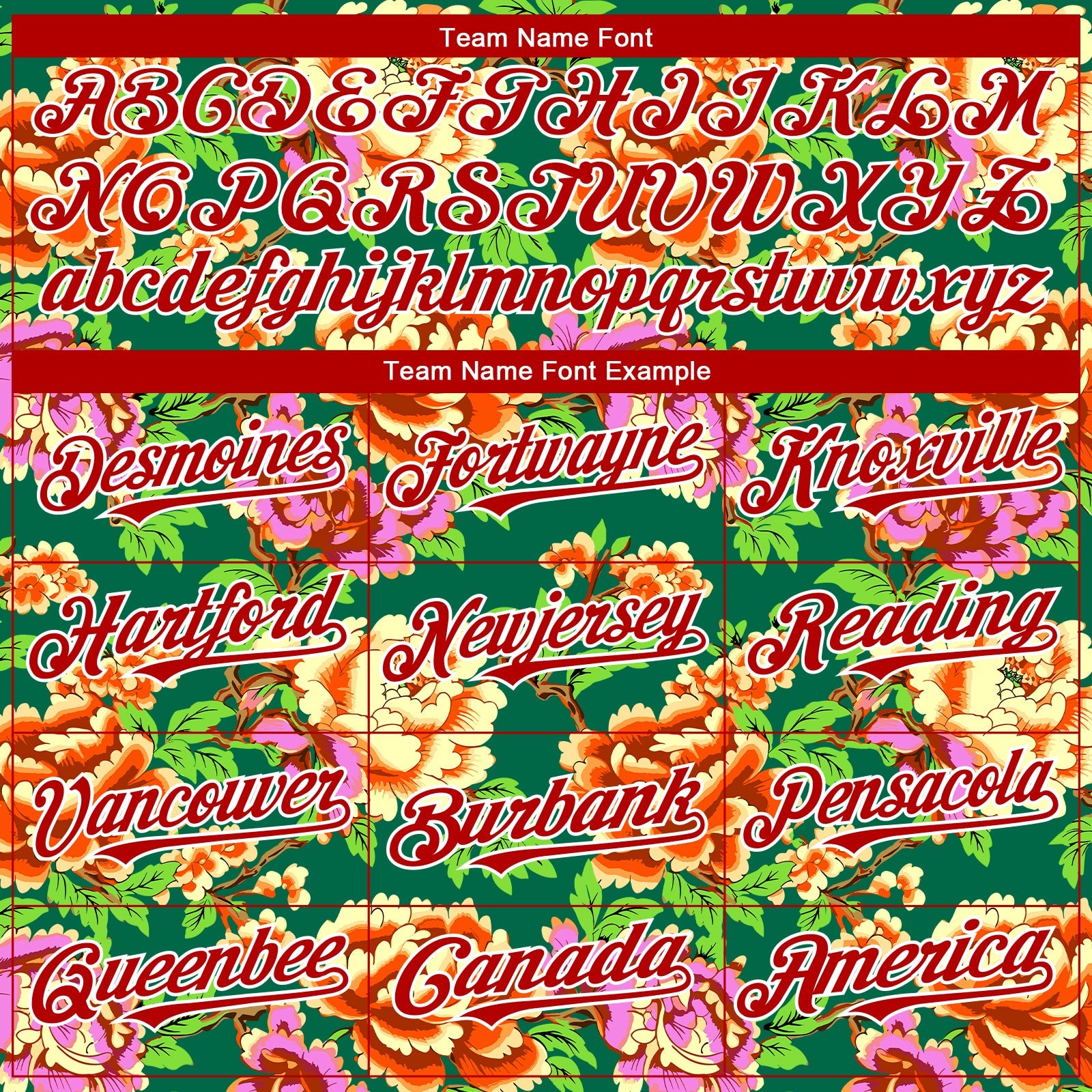 Custom Kelly Green Red-White 3D Pattern Design Northeast China Big Flower Authentic Baseball Jersey view 4