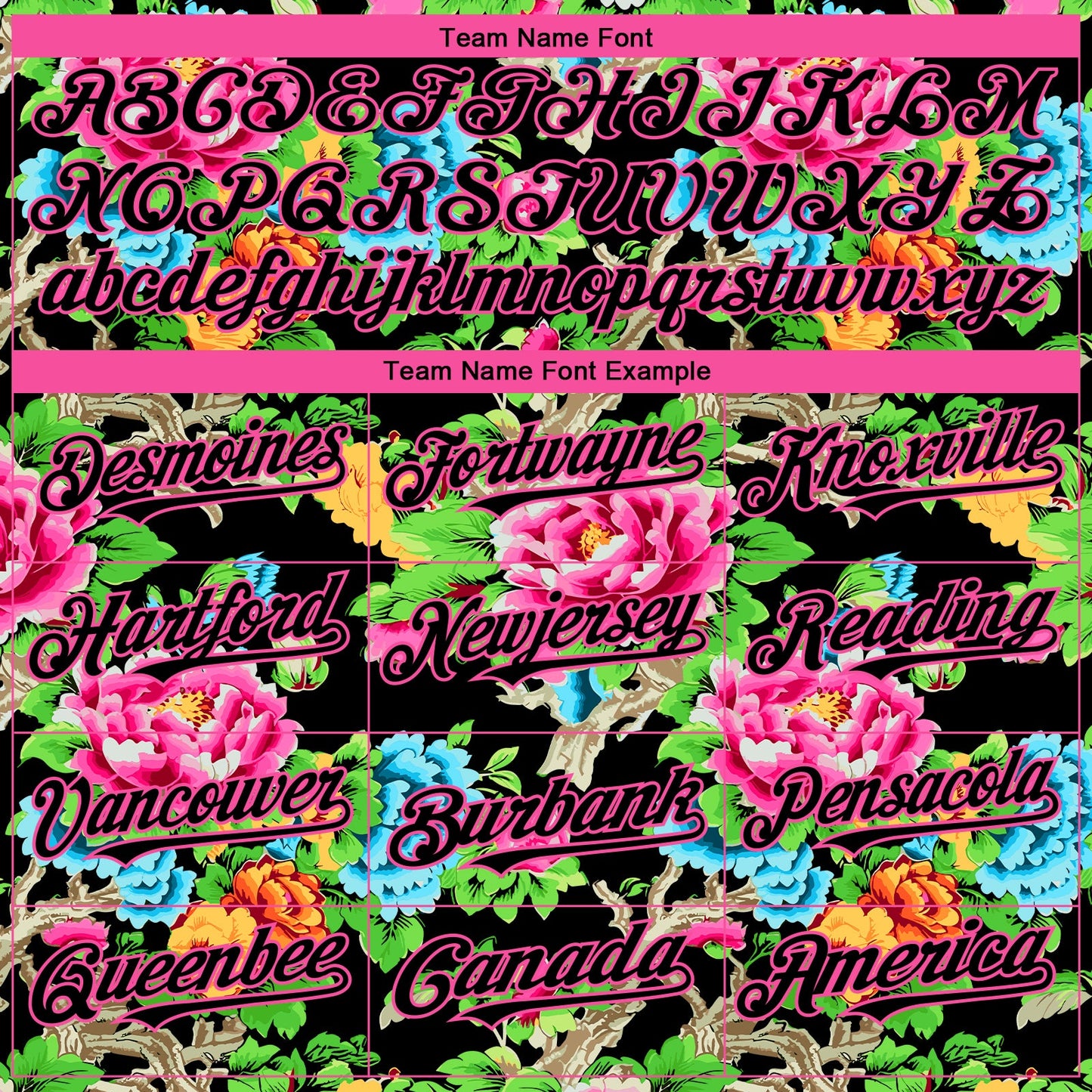 Custom Black Pink 3D Pattern Design Northeast China Big Flower Authentic Baseball Jersey view 4