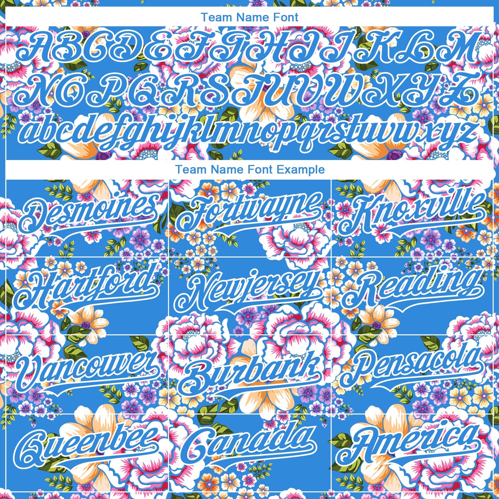 Custom Electric Blue White 3D Pattern Design Northeast China Big Flower Authentic Baseball Jersey view 4