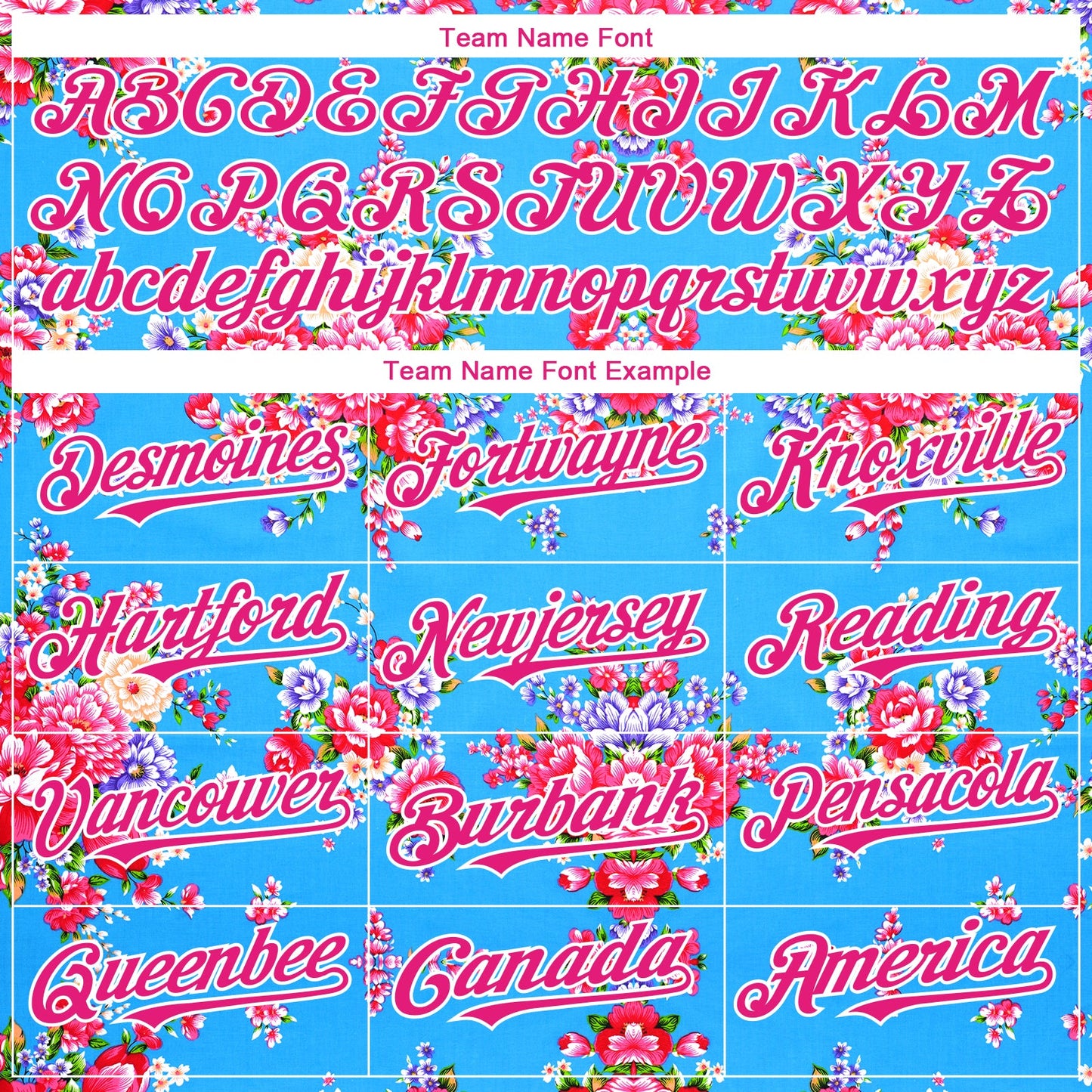 Custom Electric Blue Hot Pink-White 3D Pattern Design Northeast China Big Flower Authentic Baseball Jersey view 4