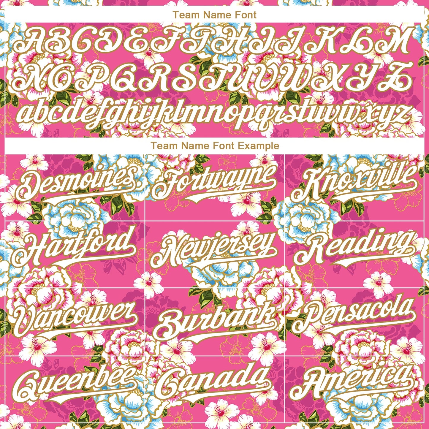 Custom Hot Pink White-Old Gold 3D Pattern Design Northeast China Big Flower Authentic Baseball Jersey view 4