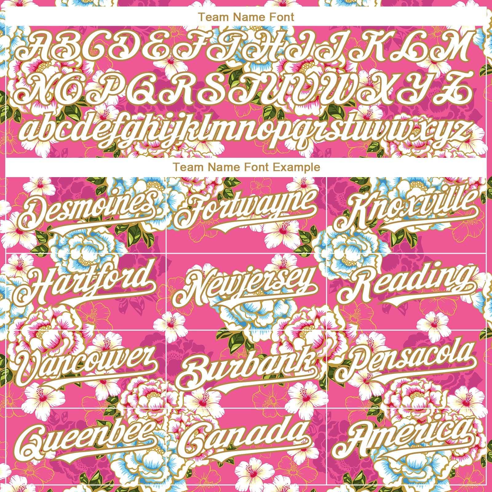 Custom Hot Pink White-Old Gold 3D Pattern Design Northeast China Big Flower Authentic Baseball Jersey view 4