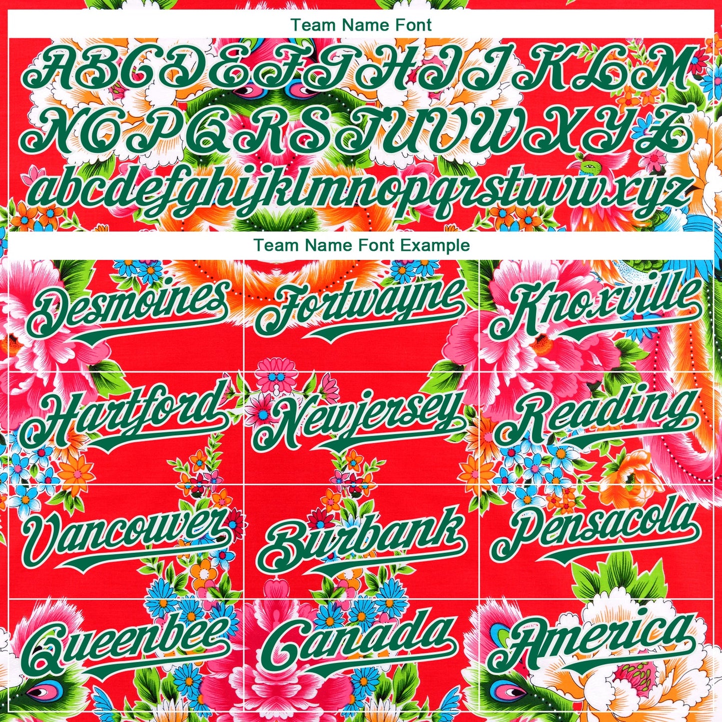 Custom Red Kelly Green-White 3D Pattern Design Northeast China Big Flower Authentic Baseball Jersey view 4