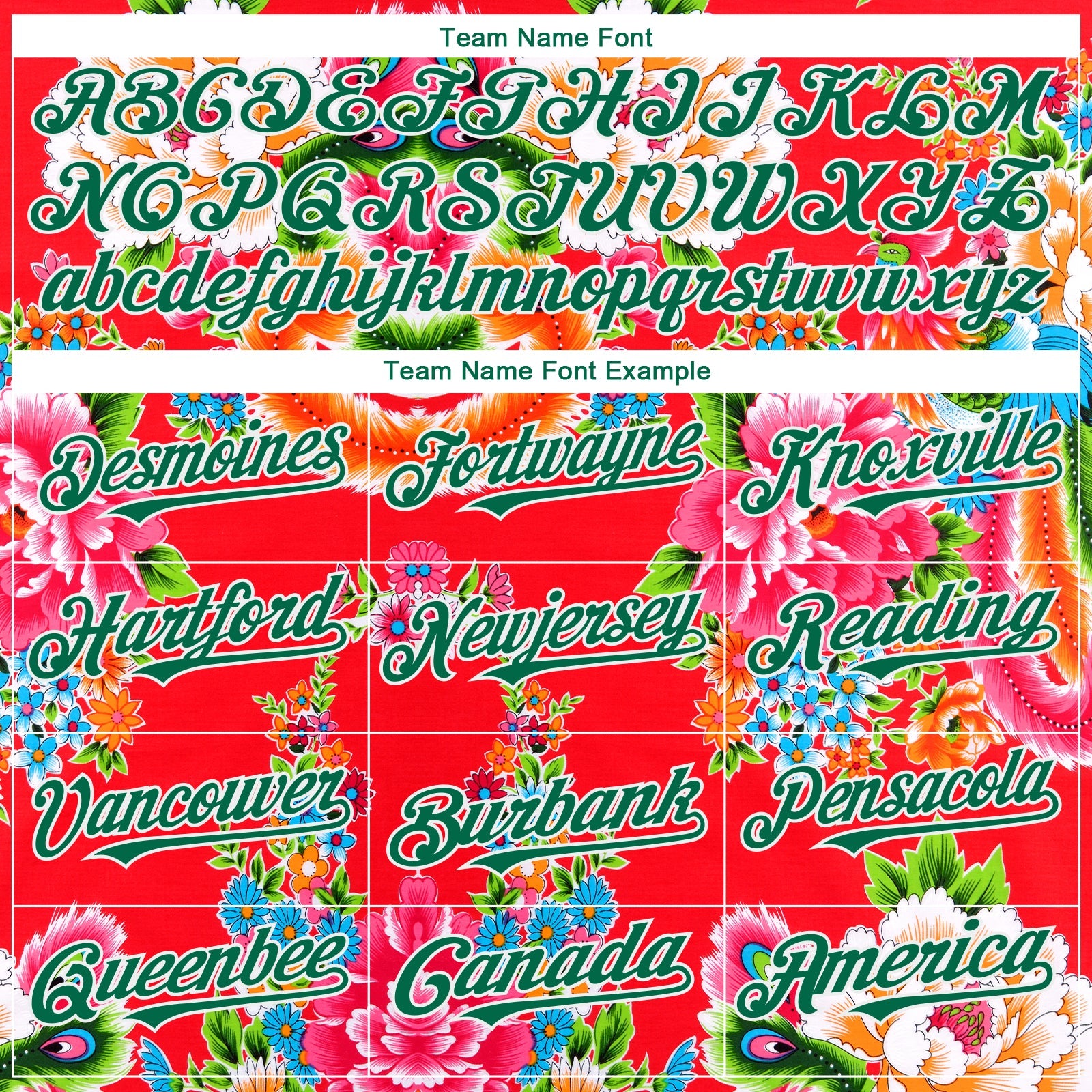 Custom Red Kelly Green-White 3D Pattern Design Northeast China Big Flower Authentic Baseball Jersey view 4