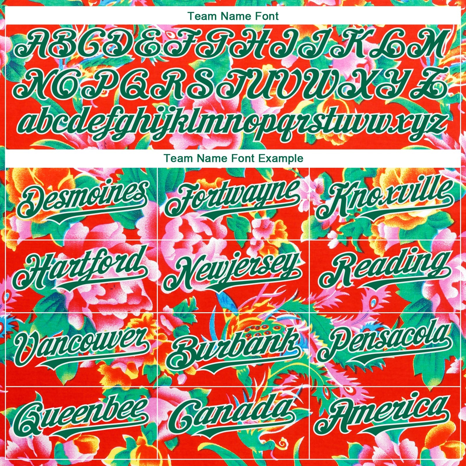 Custom Red Kelly Green-White 3D Pattern Design Northeast China Big Flower Authentic Baseball Jersey view 4