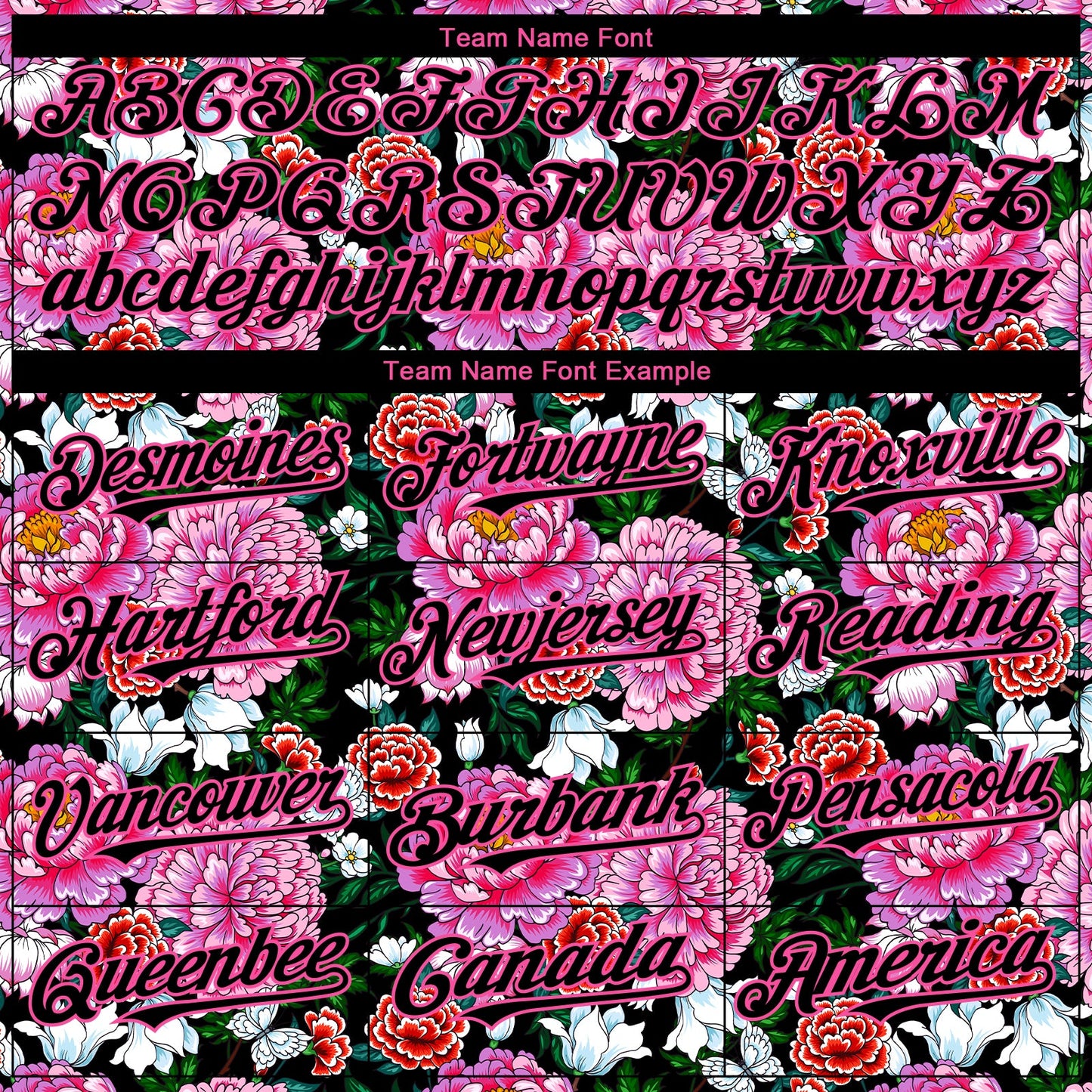 Custom Pink Black 3D Pattern Design Northeast China Big Flower Authentic Baseball Jersey view 4