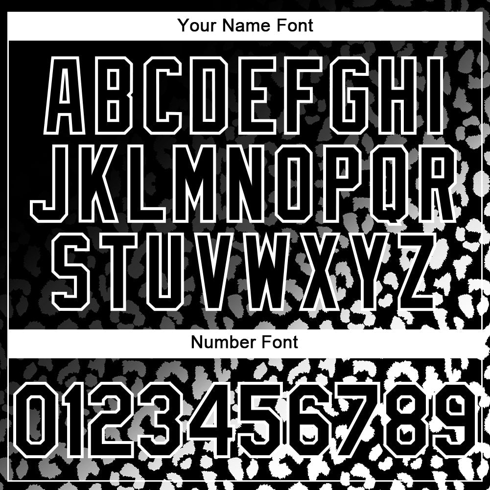 Custom Black White 3D Pattern Design Leopard Print Fade Fashion Authentic Baseball Jersey view 5