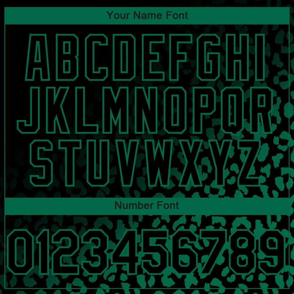 Custom Black Kelly Green 3D Pattern Design Leopard Print Fade Fashion Authentic Baseball Jersey view 5