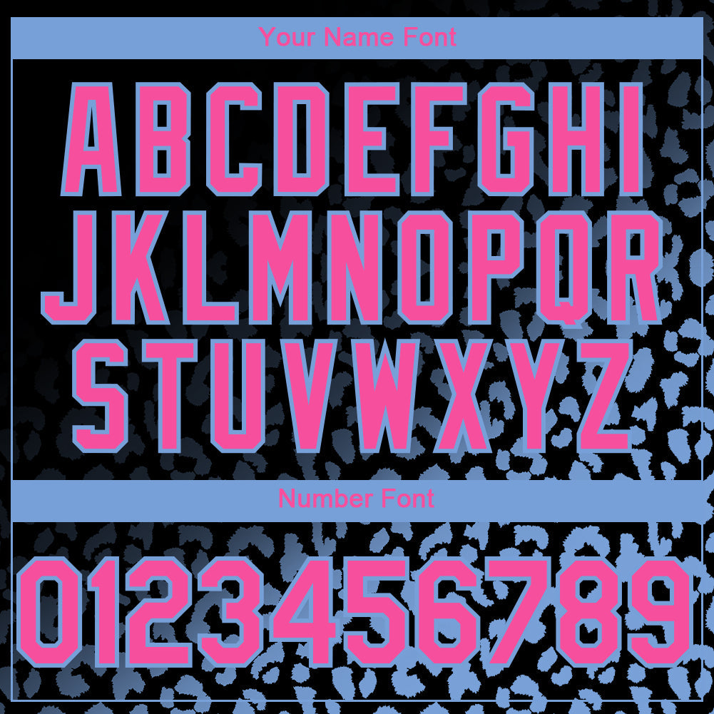 Custom Black Pink-Light Blue 3D Pattern Design Leopard Print Fade Fashion Authentic Baseball Jersey view 5