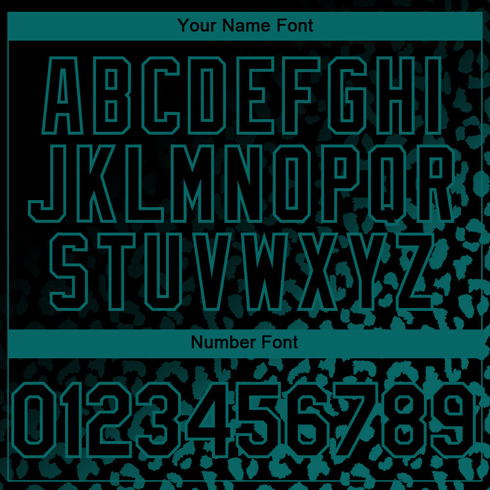 Custom Black Teal 3D Pattern Design Leopard Print Fade Fashion Authentic Baseball Jersey view 5