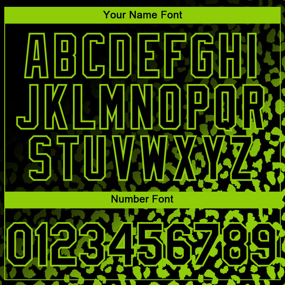 Custom Black Neon Green 3D Pattern Design Leopard Print Fade Fashion Authentic Baseball Jersey view 5