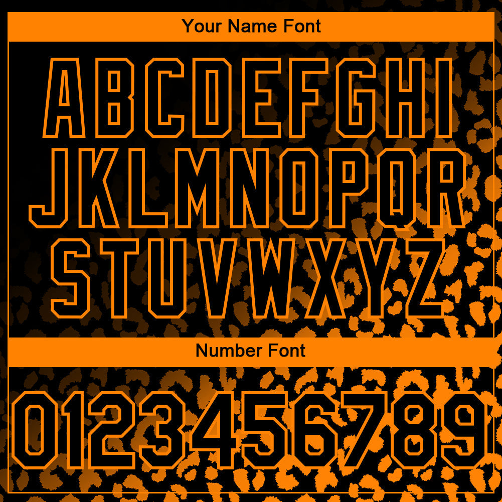 Custom Black Bay Orange 3D Pattern Design Leopard Print Fade Fashion Authentic Baseball Jersey view 5