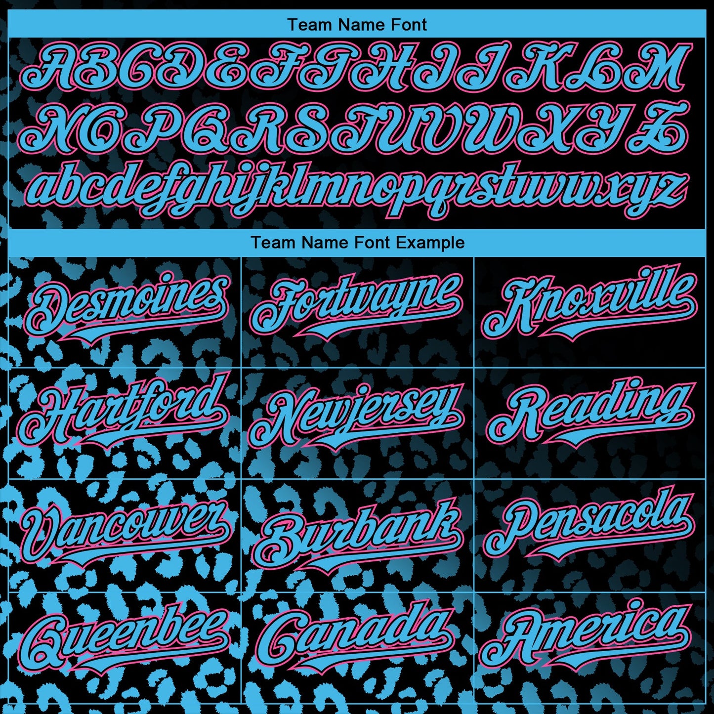 Custom Black Pink-Sky Blue 3D Pattern Design Leopard Print Fade Fashion Authentic Baseball Jersey view 4