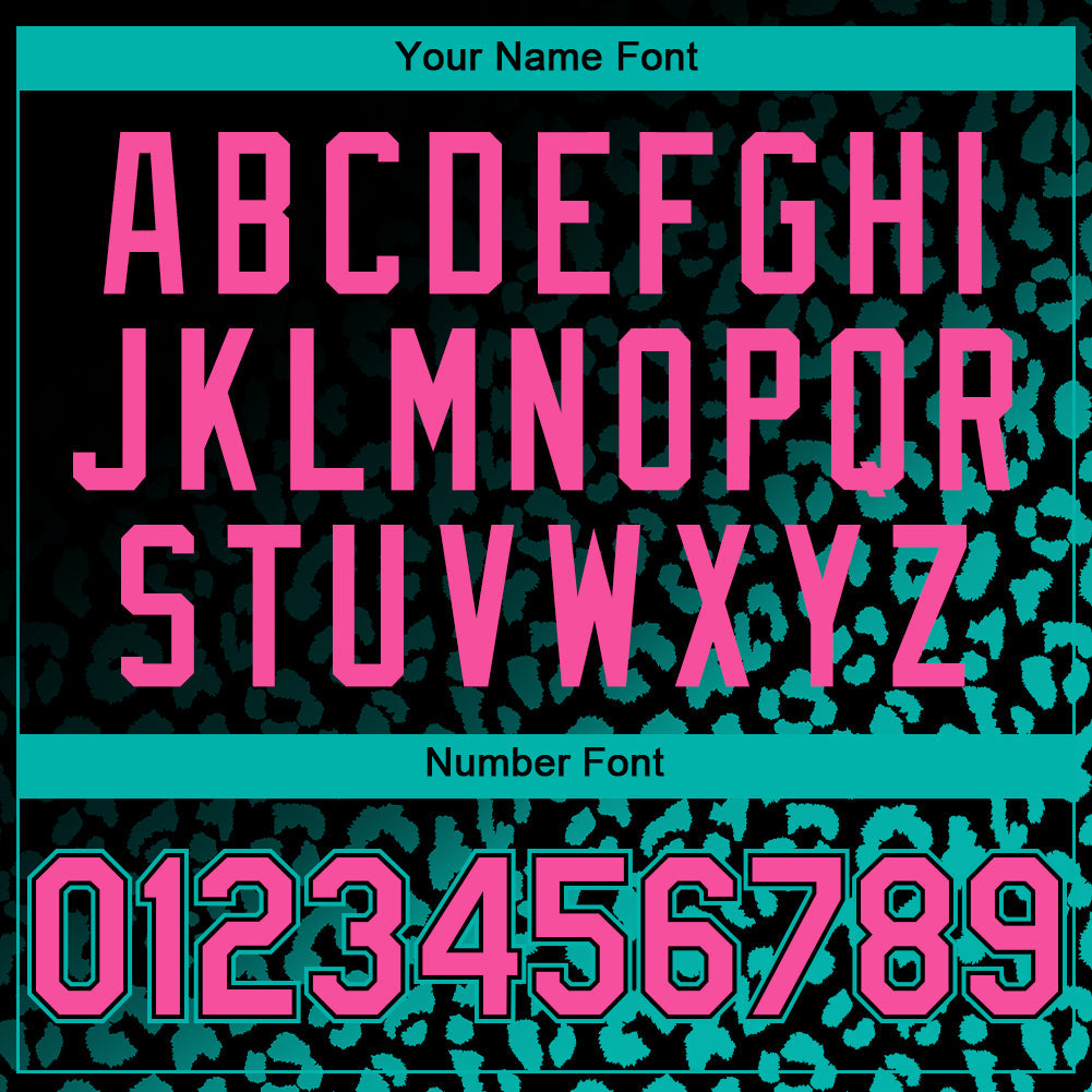 Custom Black Pink-Aqua 3D Pattern Design Leopard Print Fade Fashion Authentic Baseball Jersey view 5