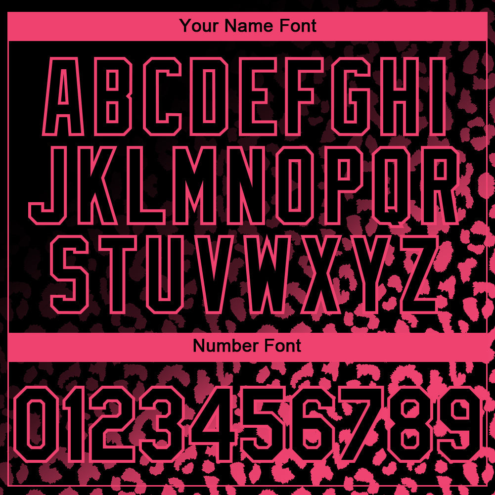 Custom Black Neon Pink 3D Pattern Design Leopard Print Fade Fashion Authentic Baseball Jersey view 5