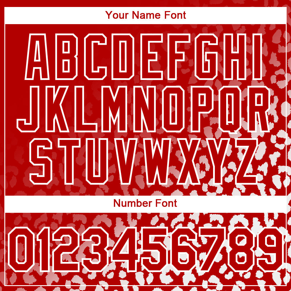 Custom Red White 3D Pattern Design Leopard Print Fade Fashion Authentic Baseball Jersey view 5