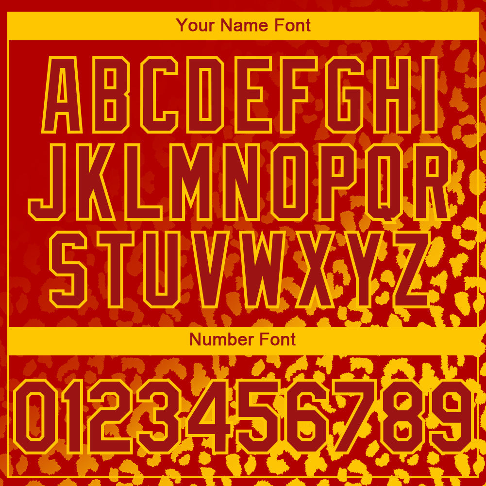 Custom Red Yellow 3D Pattern Design Leopard Print Fade Fashion Authentic Baseball Jersey view 5