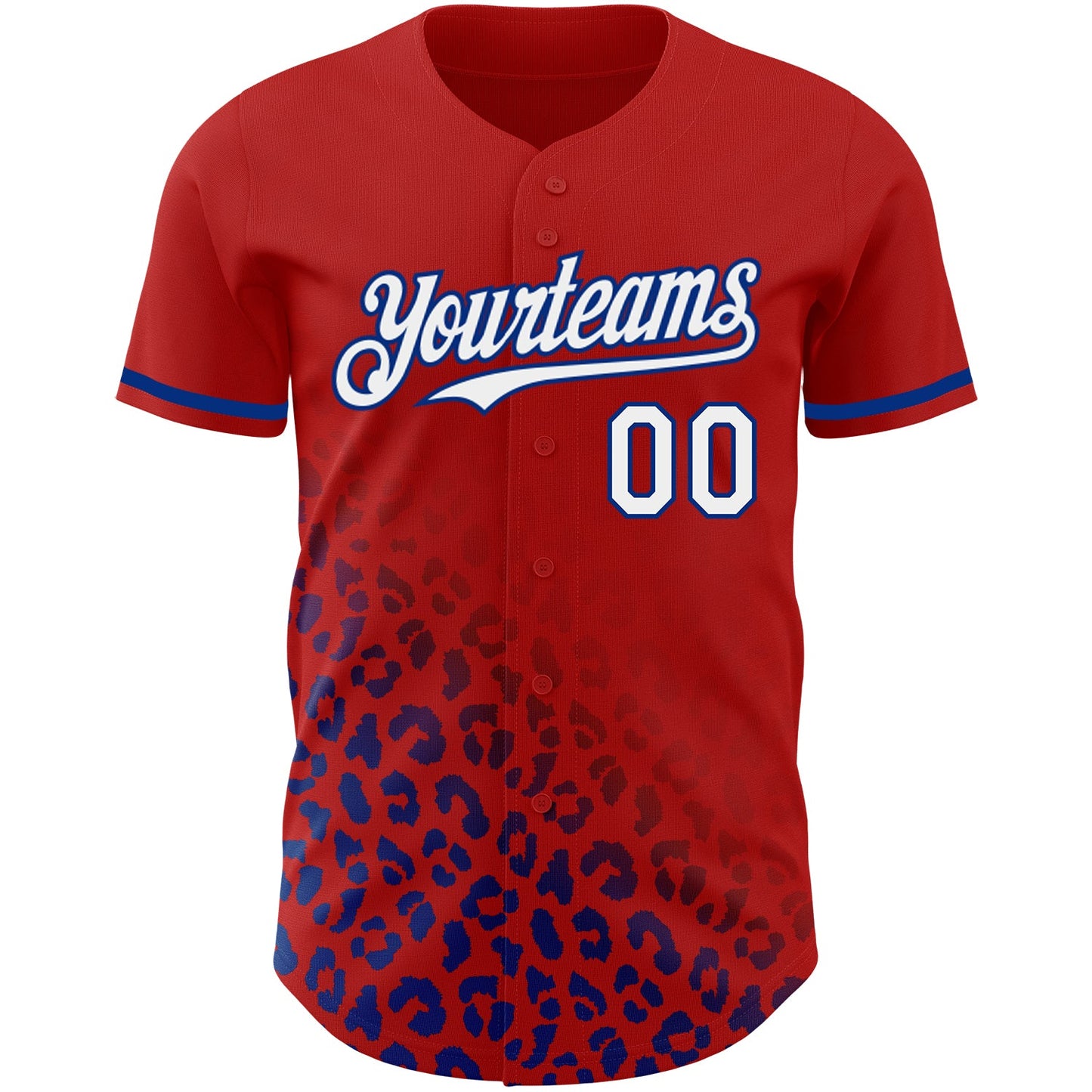 Custom Red White-Royal 3D Pattern Design Leopard Print Fade Fashion Authentic Baseball Jersey view 2