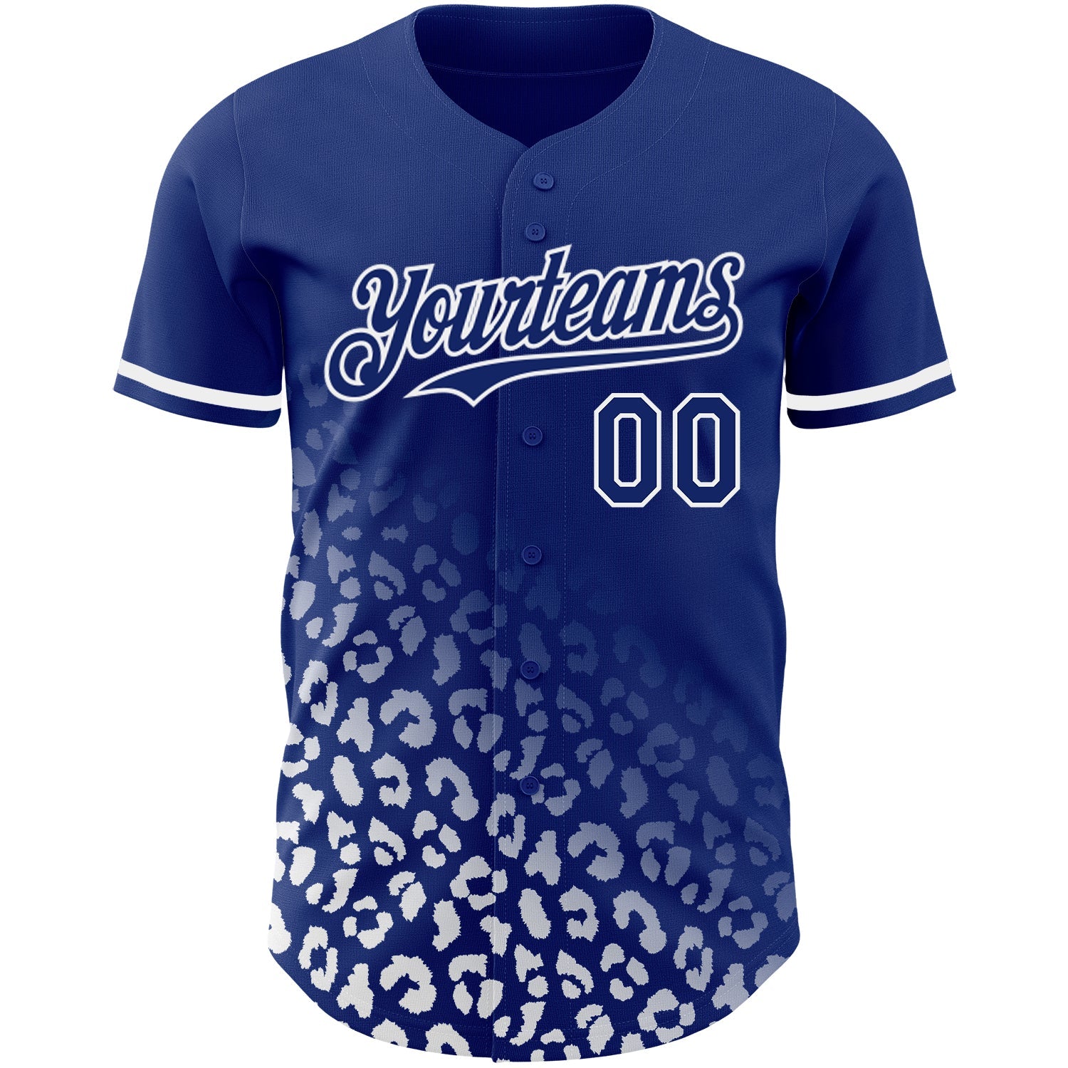 Custom Royal White 3D Pattern Design Leopard Print Fade Fashion Authentic Baseball Jersey view 2