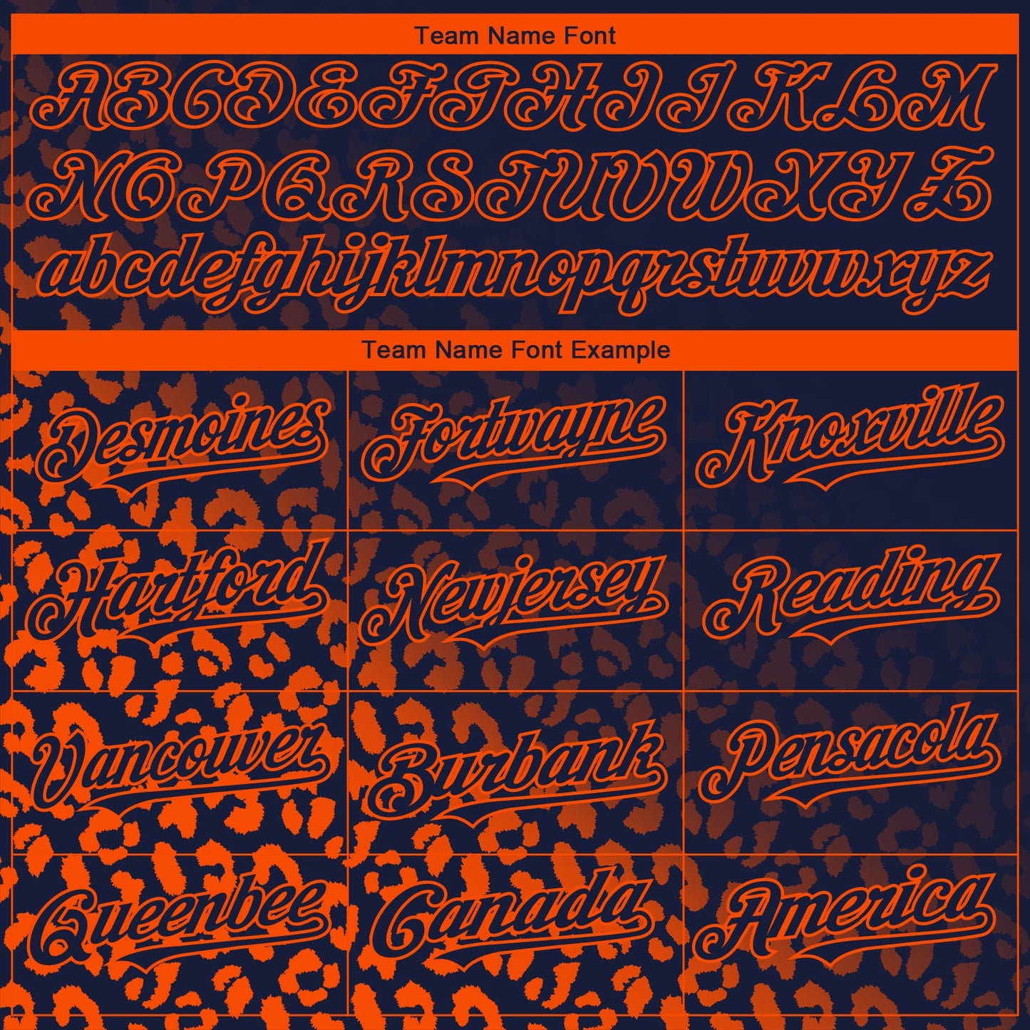 Custom Navy Orange 3D Pattern Design Leopard Print Fade Fashion Authentic Baseball Jersey view 4