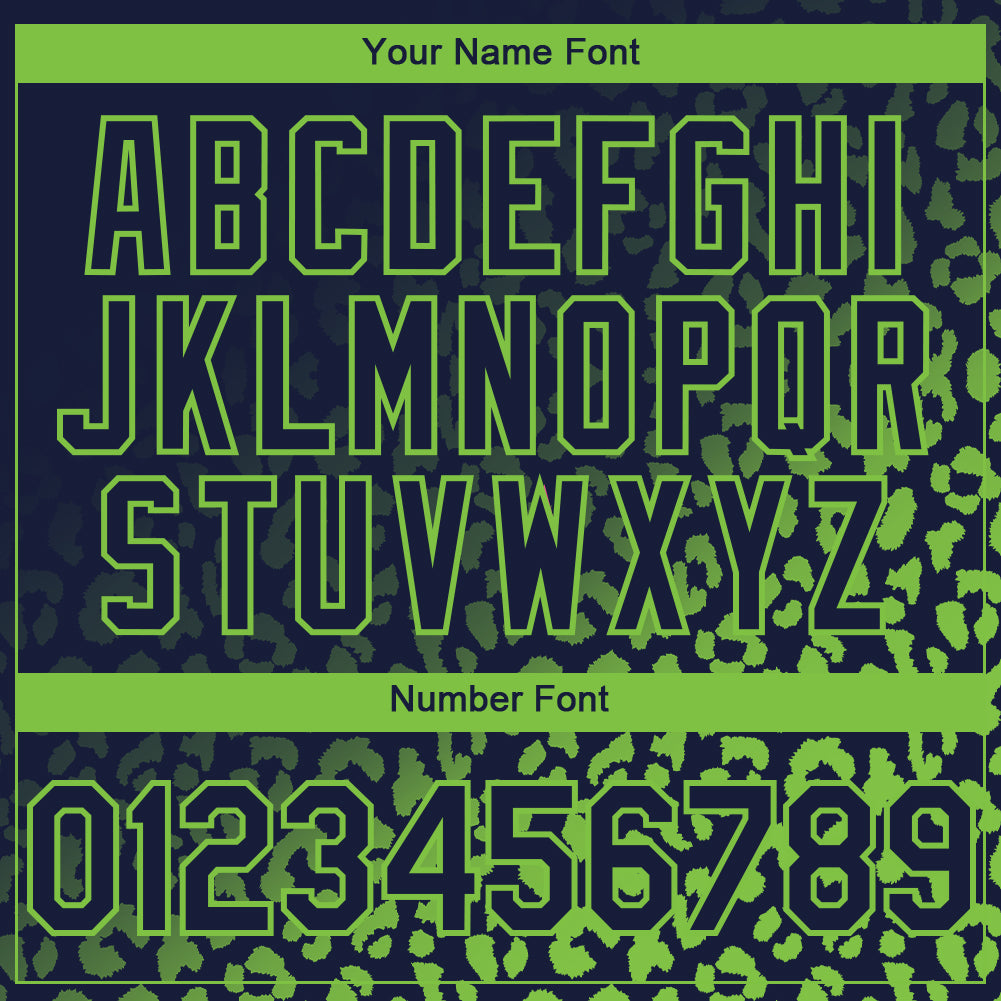 Custom Navy Neon Green 3D Pattern Design Leopard Print Fade Fashion Authentic Baseball Jersey view 5