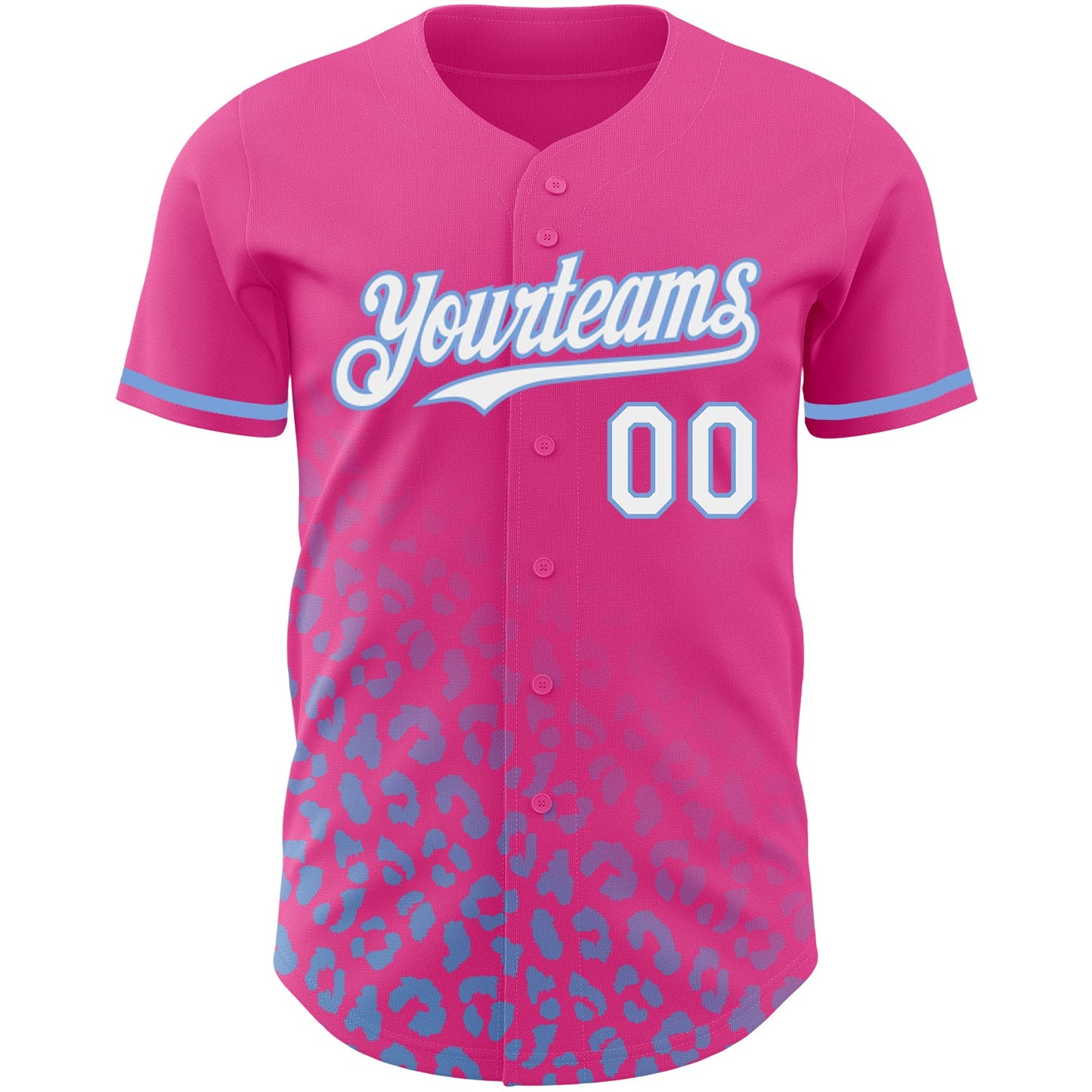 Custom Navy White-Light Blue 3D Pattern Design Leopard Print Fade Fashion Authentic Baseball Jersey view 2