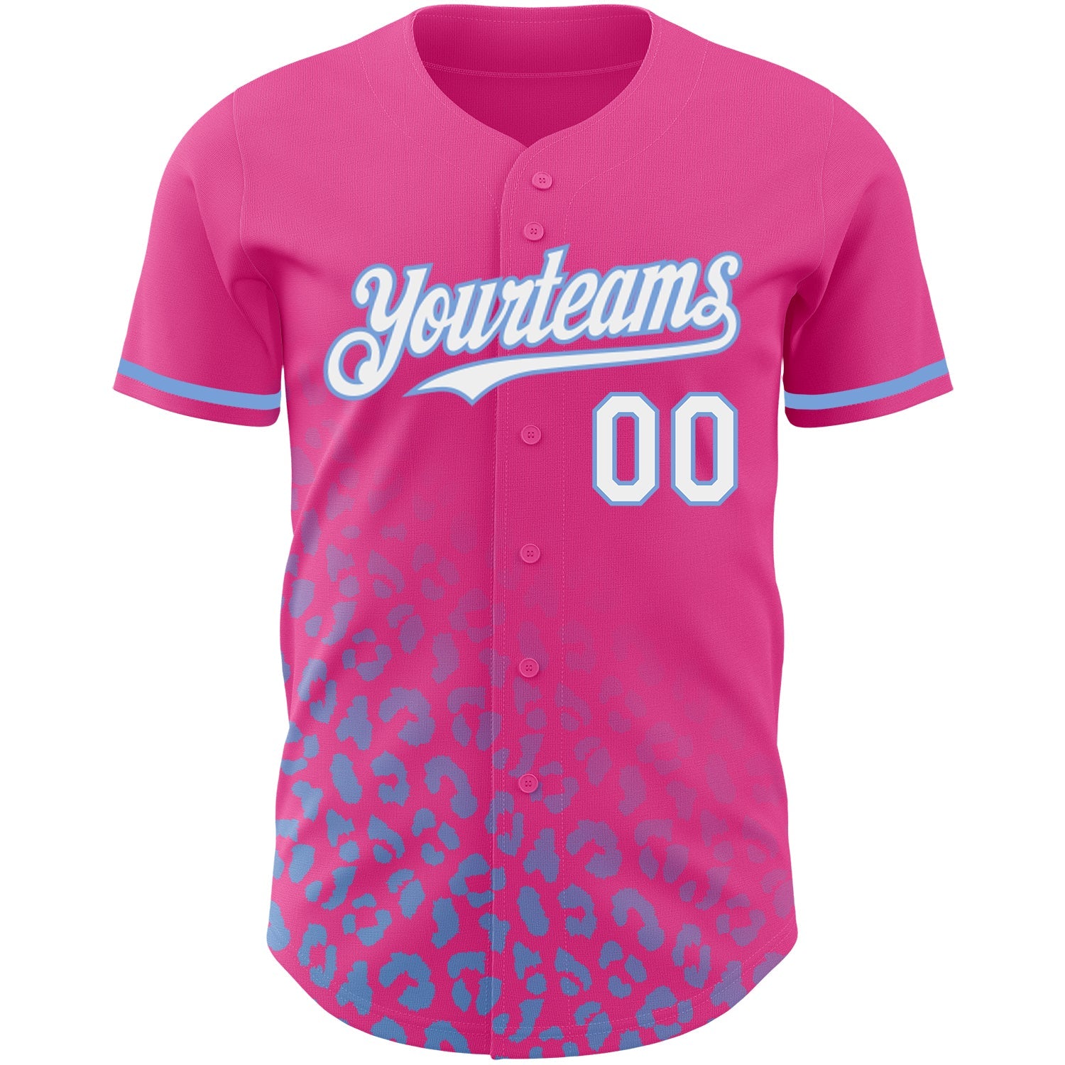Custom Navy White-Light Blue 3D Pattern Design Leopard Print Fade Fashion Authentic Baseball Jersey view 2