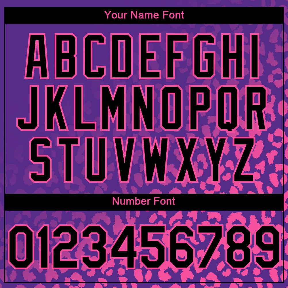 Custom Purple Black-Pink 3D Pattern Design Leopard Print Fade Fashion Authentic Baseball Jersey view 5