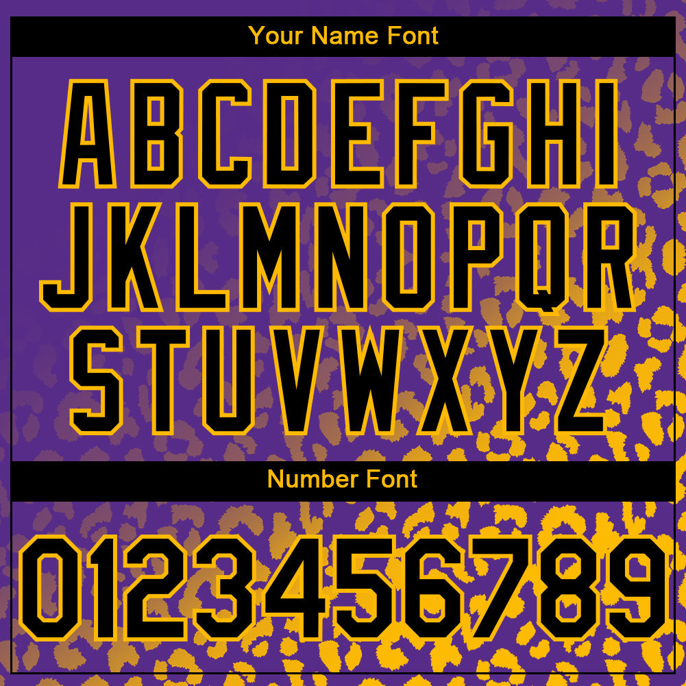 Custom Purple Black-Gold 3D Pattern Design Leopard Print Fade Fashion Authentic Baseball Jersey view 5