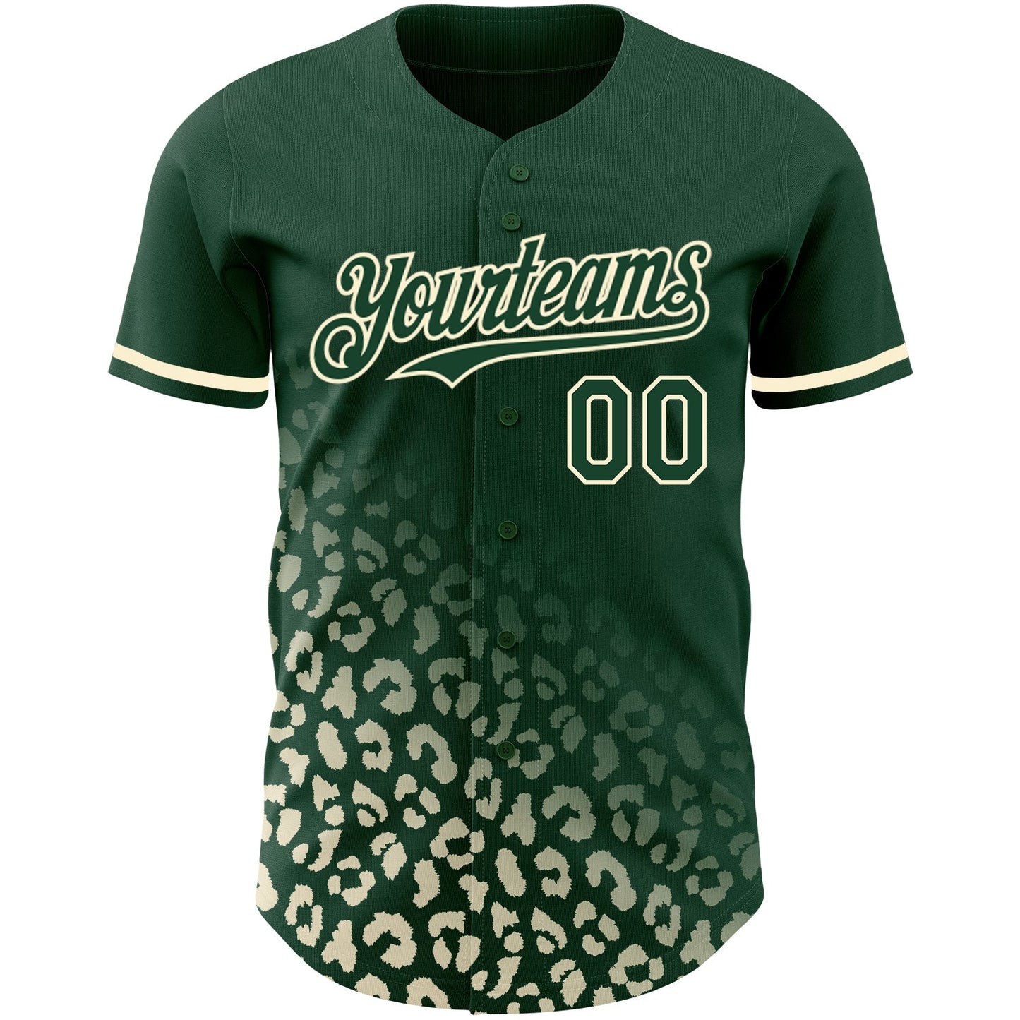 Custom Green Cream 3D Pattern Design Leopard Print Fade Fashion Authentic Baseball Jersey view 2
