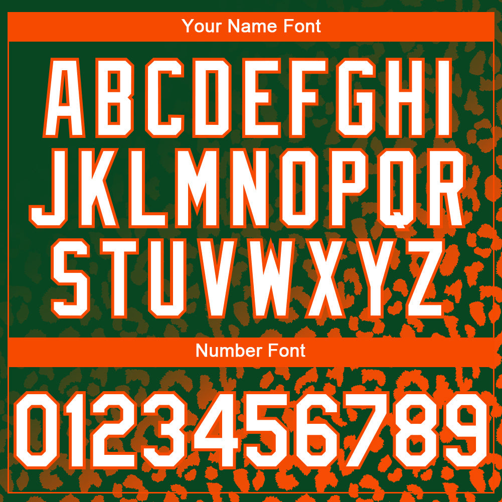 Custom Green White-Orange 3D Pattern Design Leopard Print Fade Fashion Authentic Baseball Jersey view 5