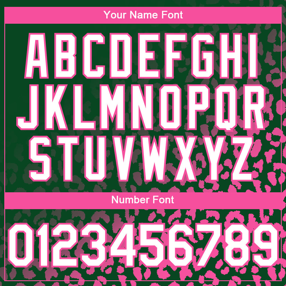 Custom Green White-Pink 3D Pattern Design Leopard Print Fade Fashion Authentic Baseball Jersey view 5