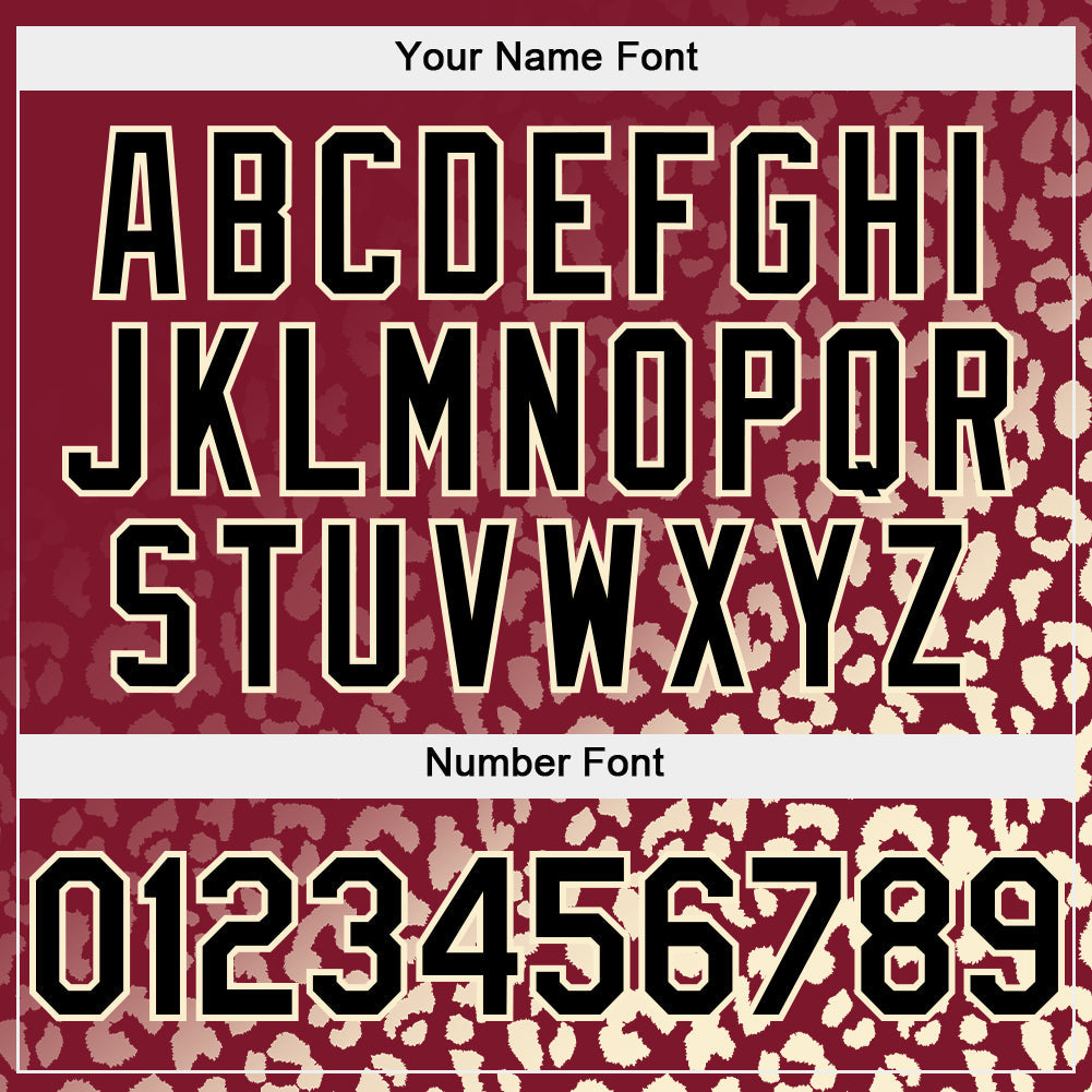 Custom Crimson Black-Cream 3D Pattern Design Leopard Print Fade Fashion Authentic Baseball Jersey view 5