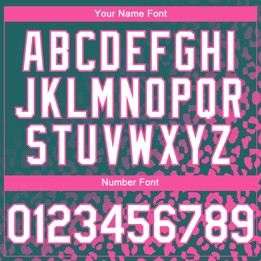 Custom Teal White-Pink 3D Pattern Design Leopard Print Fade Fashion Authentic Baseball Jersey view 5