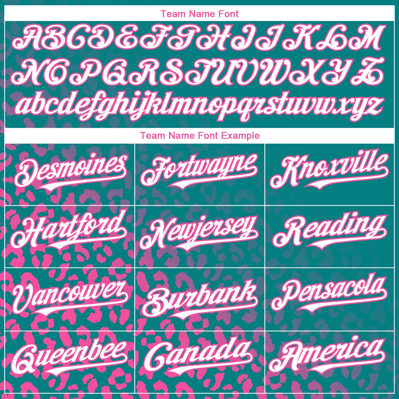 Custom Teal White-Pink 3D Pattern Design Leopard Print Fade Fashion Authentic Baseball Jersey view 4