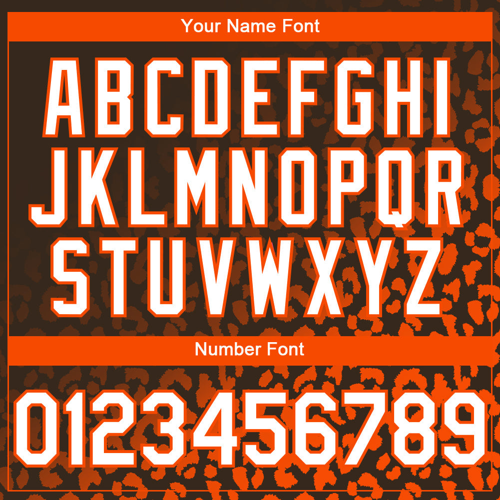 Custom Brown White-Orange 3D Pattern Design Leopard Print Fade Fashion Authentic Baseball Jersey view 5