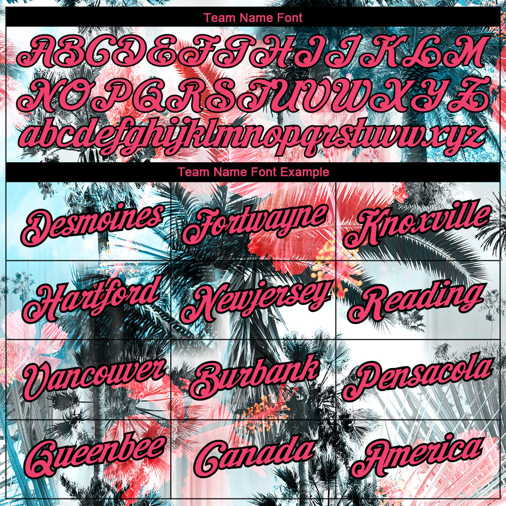Custom White Neon Pink-Black 3D Pattern Design Hawaii Palm Trees Performance T-Shirt view 3