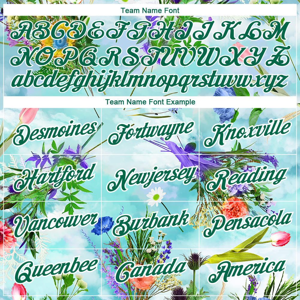 Custom White Kelly Green 3D Pattern Design Flowers Performance T-Shirt view 3