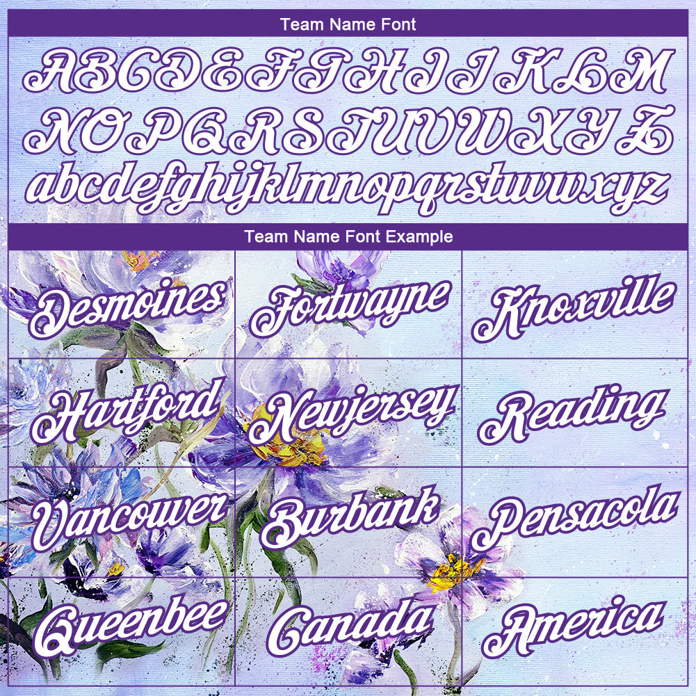 Custom Purple White 3D Pattern Design Flowers Performance T-Shirt view 3